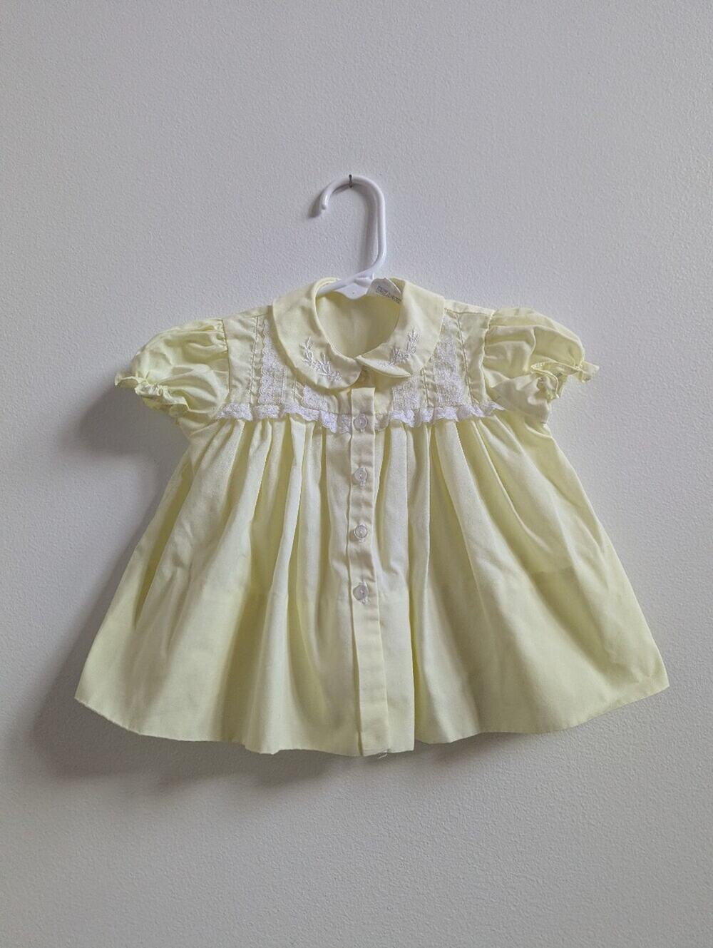 Vtg Mayfair Dress 9m Yellow Embroidered Dainty Heirloom